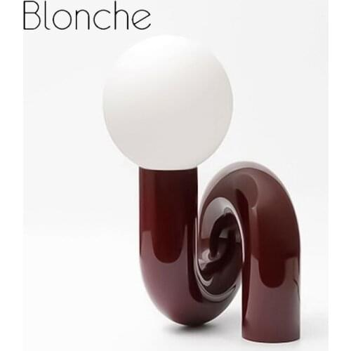 Modern Minimalist Glass Ball Bedroom Table Light Children Room Designer Model Room Table Lamp Nordic Red Resin Desk Light Decor