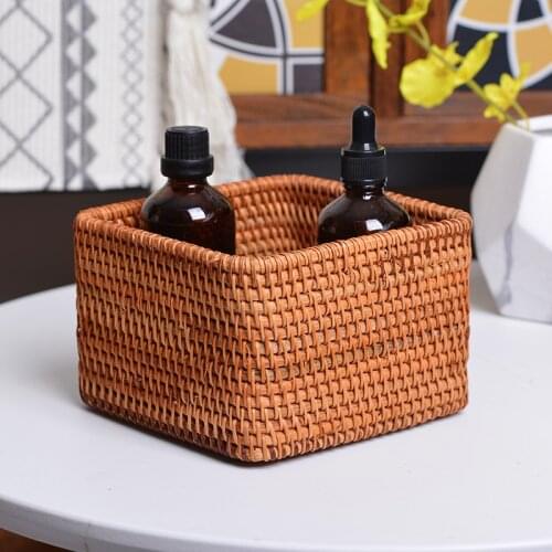Vietnam Autumn Rattan Woven Storage Small Square Fruit Dish American Furniture Part Storage Tray