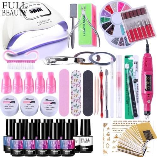 Nail Kits 90W UV Lamp Nail Dryer Soak Off Gel Nail Polish Professional Electric Drill Manicure Nail Art all for Nail Set CH1581
