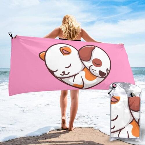 Ultralight Compact Quick Drying Towel Cute Cat And Dog Sleeping Microfiber Camping Hiking Hand Face Towel Outdoor Travel Kits
