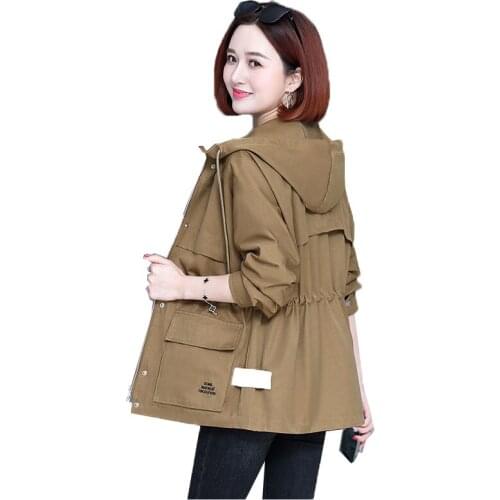 2021 Middle-Aged Elderly Womens Coats Spring Autumn New Plus Size Jacket Zipper Hooded Casual Female Windbreaker Outerwear