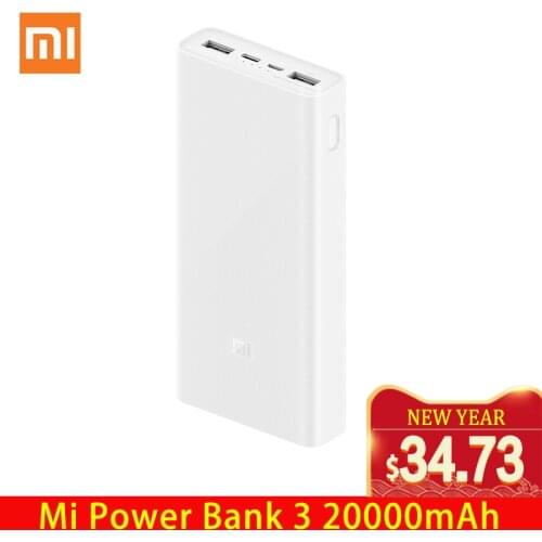 Xiaomi power bank 20000 mah 3 plm18zm 18 w 2-way carregamento fast usb c portable mi powerbank 20000 bateria externa powerbank