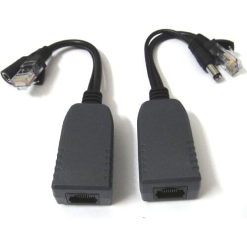 X2pcs one pair CCTV DC Power RJ45 Converter Video Balun UTP Transceiver POE Splitter