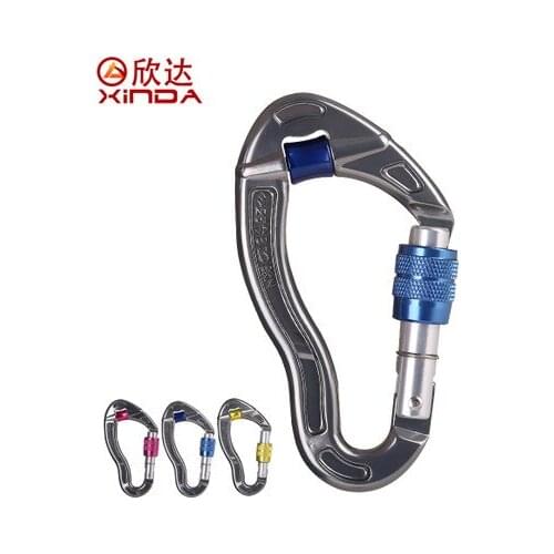 XINDA Outdoor Carabiner Rock Climbing 25KN Tension Safety Lock Supervivencia Rope D-Shape Lock Carabiner Rock Survival Quickdraw