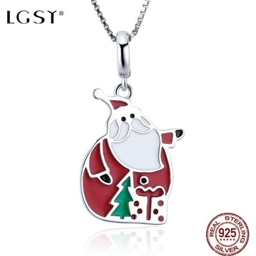 LGSY DP044 925 Sterling Silver Santa Claus Pendant Romantic Pure Silverware Fashion Jewelry Necklace Pendant Fine Jewelry Making