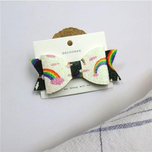1PCS Lovely Rainbow Bow Select Elastic Bands For Baby Barrette Girls Novelty Hairpin Pink Clips Scrunchy Kids Hair Accessories