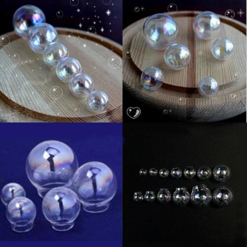 10 pcs Rainbow Mini Clear Glass Ball Beads Globe Glass Bottle Pendant Charms DIY Jewelry Making Mixed Size Choice