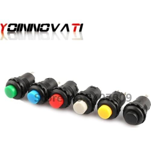 100PCS/LOT DS-425 DS-428 Red/Green Self-locking Push button Switch Latching ON/OFF DS-425A 12mm