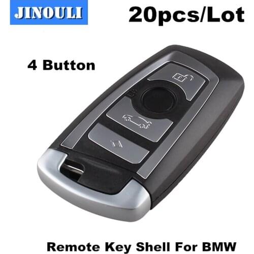 20pcs Smart Remote Key Shell Case Fob 3 Button 4 button for BMW CAS4 F Platform X1 X3 + Uncut Blade - silver Color