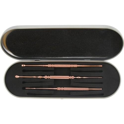 3Pcs Stainless Spiral Double-Ended Ear Pick Curette Wax Removal Scoop Spoon Suit for Home Indiviual Use