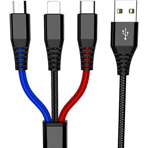 3 In 1 USB Cable C Fast Charging Micro-USB Cable 3In1 USB Type-C USBC Data Cable For Iphone