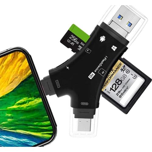 4 In 1 Card Reader USB Type-C Micro USB Lighting High-speed Universal Card Reader for Apple Android Computer Extension Headers