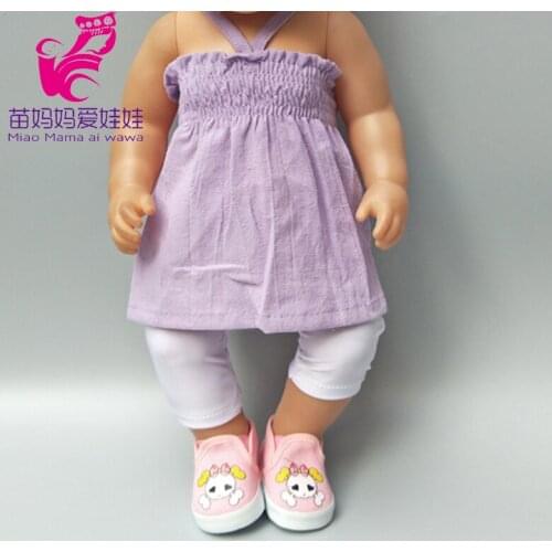 43cm Baby Doll Strap Dress and Tights for 18 Inch Dolls Clothes Set Baby Girls Play Gift