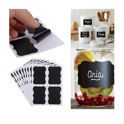 5 Sheet/Pack Reusable PVC Jar Labels Kitchen Label Stickers Multi-function Blackboard Labels Stickers Blackboard Spice Sticker