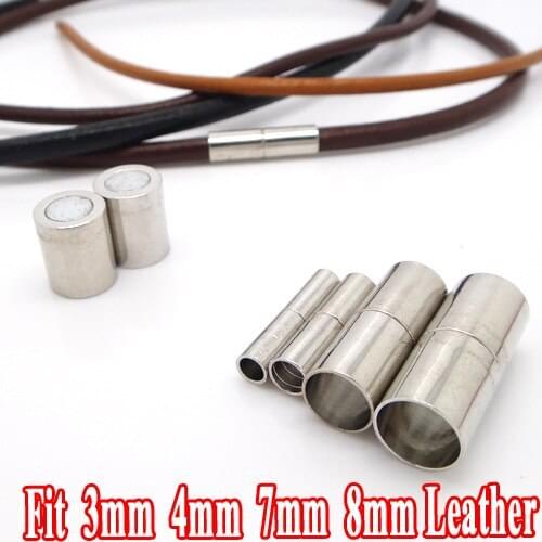 6sets fit 3-4-8mm Magnetic Clasps Rhodium Plated Copper Based Strong Diy Jewelry Settings Leather Bracelets Connector