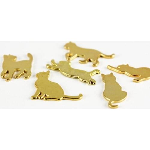 60pcs Cat Contour Golden Color Small Craft Beads Bracelet Jewelry Making Beaded Material Handmade DIY Accessories