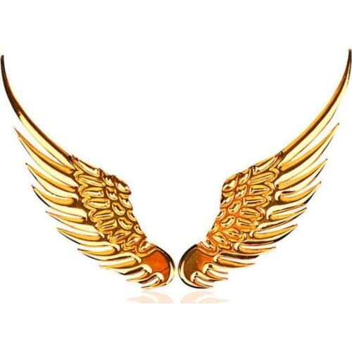 Car Sticker 3D Eagle Metal Auto Motorcycle Body Angel Wings Badge Style Aluminum Decals Silver Gold Exterior Accessories 2 Pcs