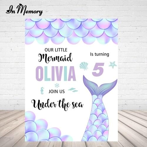 InMemory Glitter Purple Mermaid Backdrops Under The Sea Girls Birthday Party Photography Backgrounds For Photo Studio Photozone