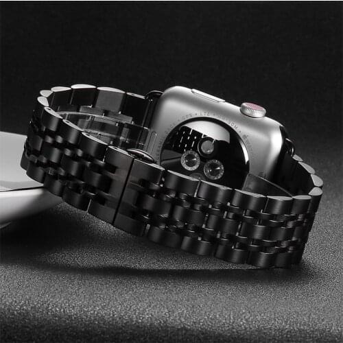 Link bracelet strap for apple watch band 44mm 40mm 42mm 38mm 5/4/3/2/1 iwatch bracelet metal Butterfly buckle watchband+box+tool