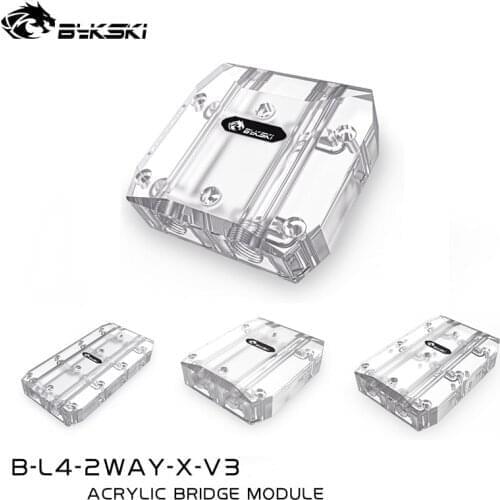 Bykski Multi Graphics Card Bridging Module Acrylic Connectors Use for 2/3/4 GPU Card Connection Channel, B-L4-2WAY-X-V3