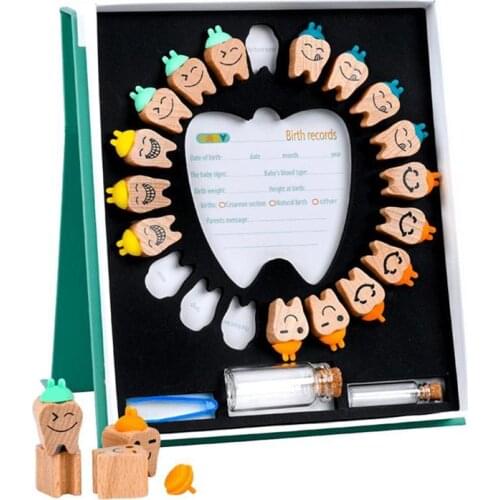 Wooden Baby Tooth Box Milk Teeth Organizer Storage Collection Boy Girl Souvenir Case Infant Kid Cute Gifts For Children Keepsake