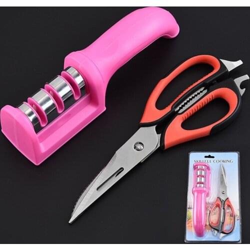 Kitchen tools scissors knife sharpener 2pcs/set sharpener kitchen good helper knife sharpener set