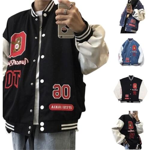 Women Oversized Baseball Jackets, Fashion Letter Embroidery Long Sleeve Bomber Jackets