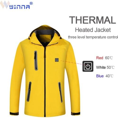 Men Women Fashion Electric Heated Jacket Waterproof Thermal Jacket Winter Warm Windproof Outdoor Hiking Camping Skiing Coat
