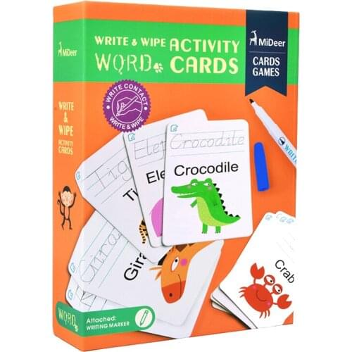 MiDeer Children Early English Learning Erasable Word Writing Card Paper Educational Toys More Than 4 Years Old
