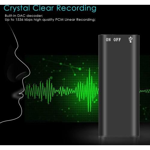 Kebidumei 8G Mini Voice Recorder Digital Audio Dictaphone Stereo MP3 Music Player 3 in 1 8GB Memory Storage USB Flash Disk Drive