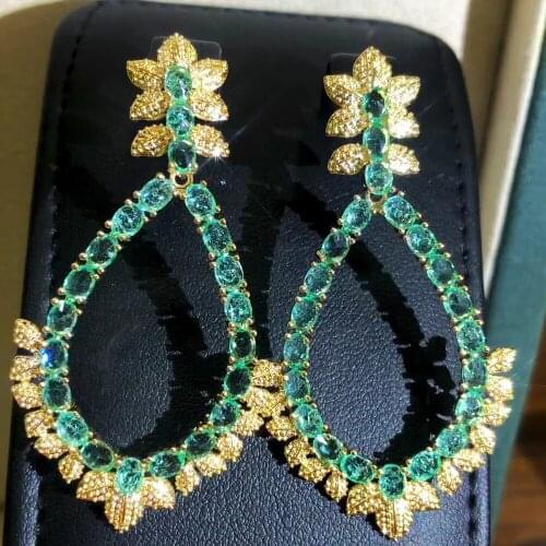 Missvikki Clear blue crystal Drop Dangle Earring For Women Bridal Earring aretes de mujer modernos Fashion Gift 2021 Hot