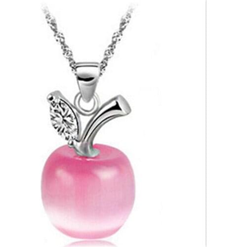 Fashion elegant women necklace apple pendant silver color necklace fruit necklace women jewelry CC2154