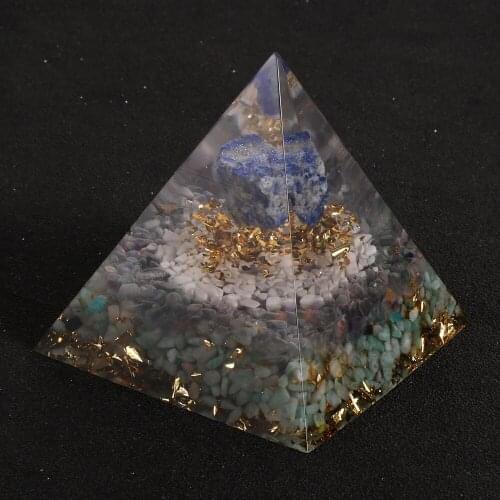 Natural Lapis Lazuli Gem Stone Orgone Pyramids White Turquoises Fluorite Amazonite Orgonite Soothe The Soul Healing Pyramid