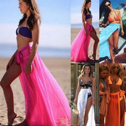 2020 New Fashion Hot Womens Swim Wear Bikini Cover Up Sheer Beach Mini Wrap Skirt Sarong Pareo Shorts White Black Red Blue