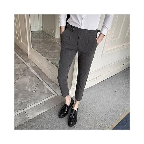 Summer new casual gentleman mens pants hair stylist trend Korean nine-point pants mens trendy wild fall casual trousers