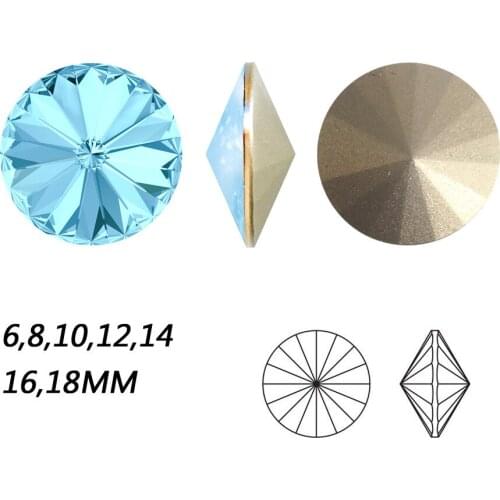 NYMR #1122 All Sizes Aquamarine Rivoli Strass With Claw Setting Point Back Sew On Crystal Fancy Stones For Clothing