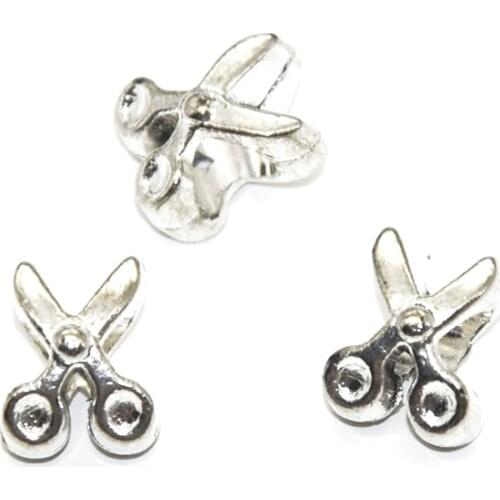 Wholesale 50pcs silver plated Scissors beads Big Hole Beads Fit style European Bracelet hole 4mm