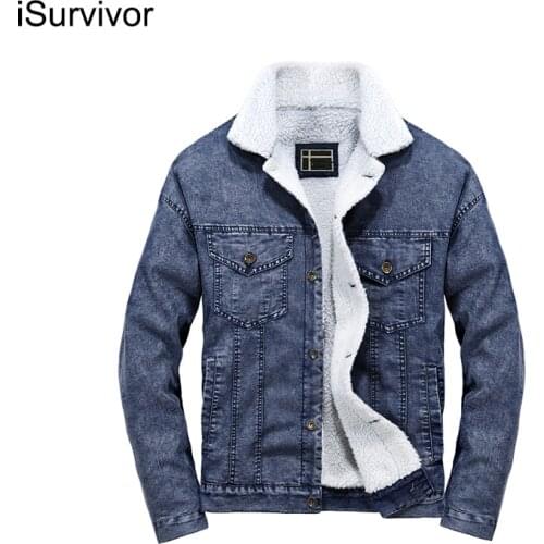 ISurvivor 2021 Autumn And Winter Casual Plus Size Mens Clothing mens Imitation Denim Jacket Mens Jacket Mens Explosive Model