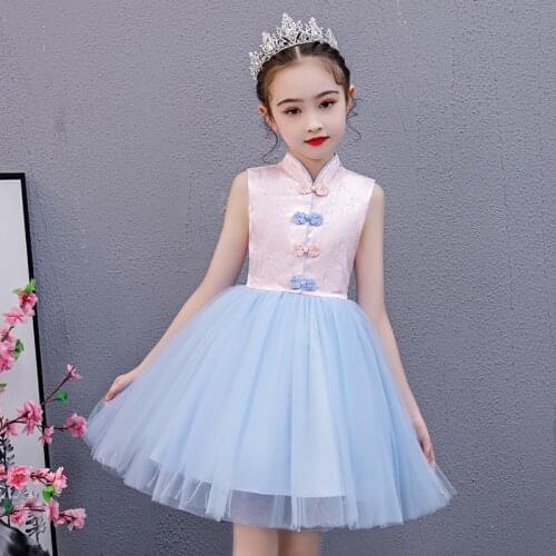 Big Girls cheongsam Dresses fashion Chinese style children Clothing for Teens girl Party birthday costume 3 4 6 8 10 12Years old