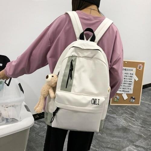 College Wind Waterproof Nylon Women Backpack School Bag Girl Letter Travel Backpack Female Cute School Bag