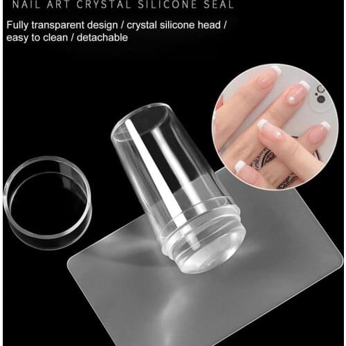 French Double Head Nail Stamper Non-Deformed with Scraper Silicone Seal Nail Stamping Printing Tips Tool for Manicure