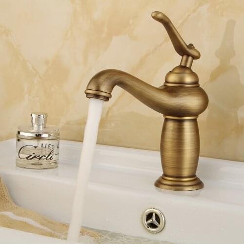 Short Style Solid Brass Bathroom Basin Faucets Single Holder Single Hole Deck Mounted Faucet Hot&Cold Water Mixer Tap
