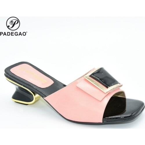 Special Design African Women Wedding Shoe 2020 Nigerian Ladies Matching Shoes Without Bag Set in Pink Color