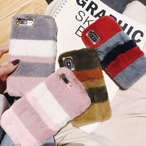 Warm Winter Case for Huawei Honor 6X 7X 8X MAX Play 3 P8 Lite 2017 P9 P10 P20 Plus P30 Pro Lite Rabbit Fur Case Capa Coque