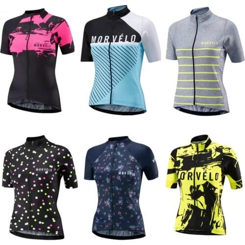 Morvelo Womens Summer Short Sleeve Bicycle Cycling Jersey Shirt girls Road MTB bike Tops Outdoor Sports Ropa ciclismo Clothing
