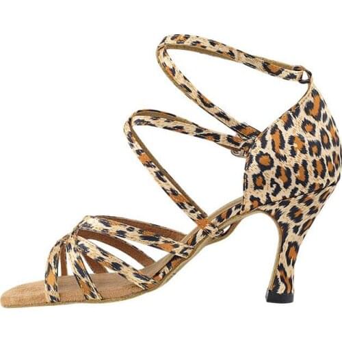 Woman Dance Shoes 7cm Latin Salsa Dance Shoes Tango Shoes Lady Leapord Party Latin Dance Shoes Girls Club Party Dance Shoes