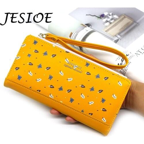 Women Wallet Leather Purse Female Designer Long Wallet Leaves Pouch Handbag for Women Simple Coin Purse Cute Card Holders Clutch