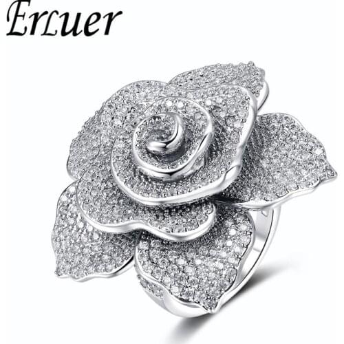 ERLUER Rose Gold Wedding Rings Girl For Women Cubic Zircon fishion flower rings for women wholesale