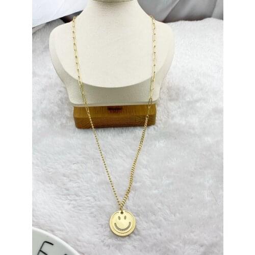 Girl Smiling Face Fashion New Goddess Luxury Women Necklace Gold Luxe Jewelry Stainless Steel