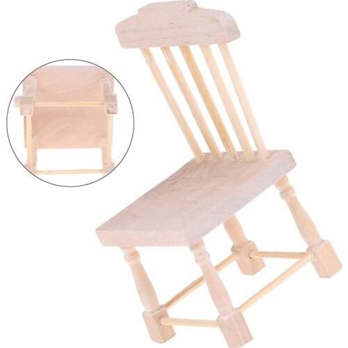 1:6 1:12 Miniature Dollhouse Mini High Table Chair Doll House Furniture Pretend Play Toys Accessories Decoration Wooden